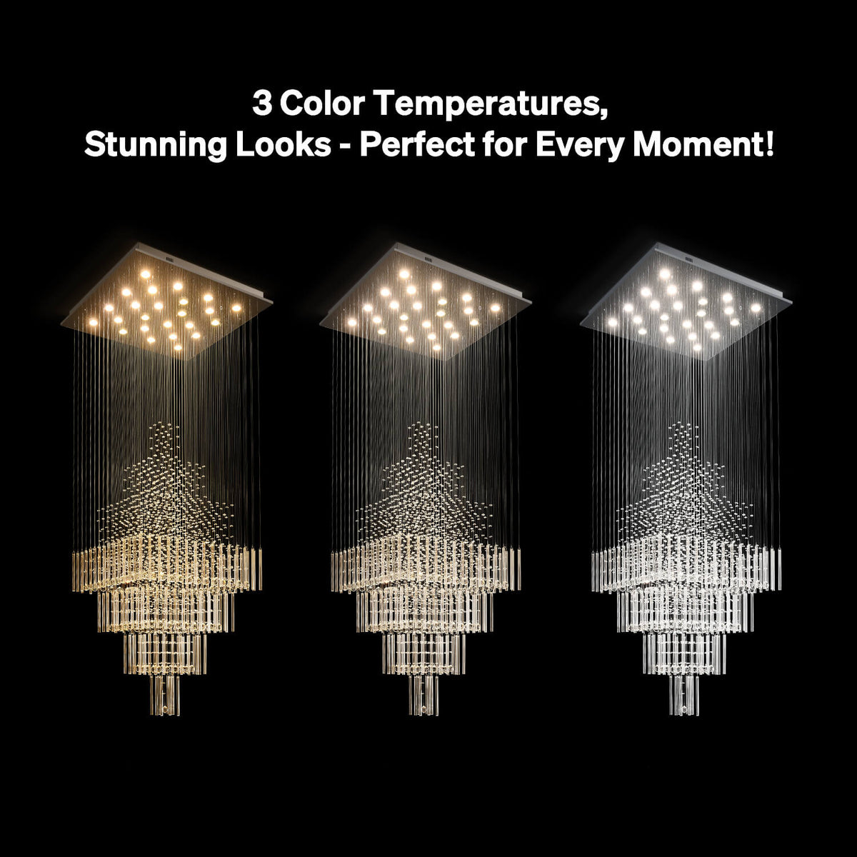 Kristallen kroonluchter waterval hanglamp chroom luxe trap foyer verlichting 3-5 lagen verstelbaar modern | Sulvida