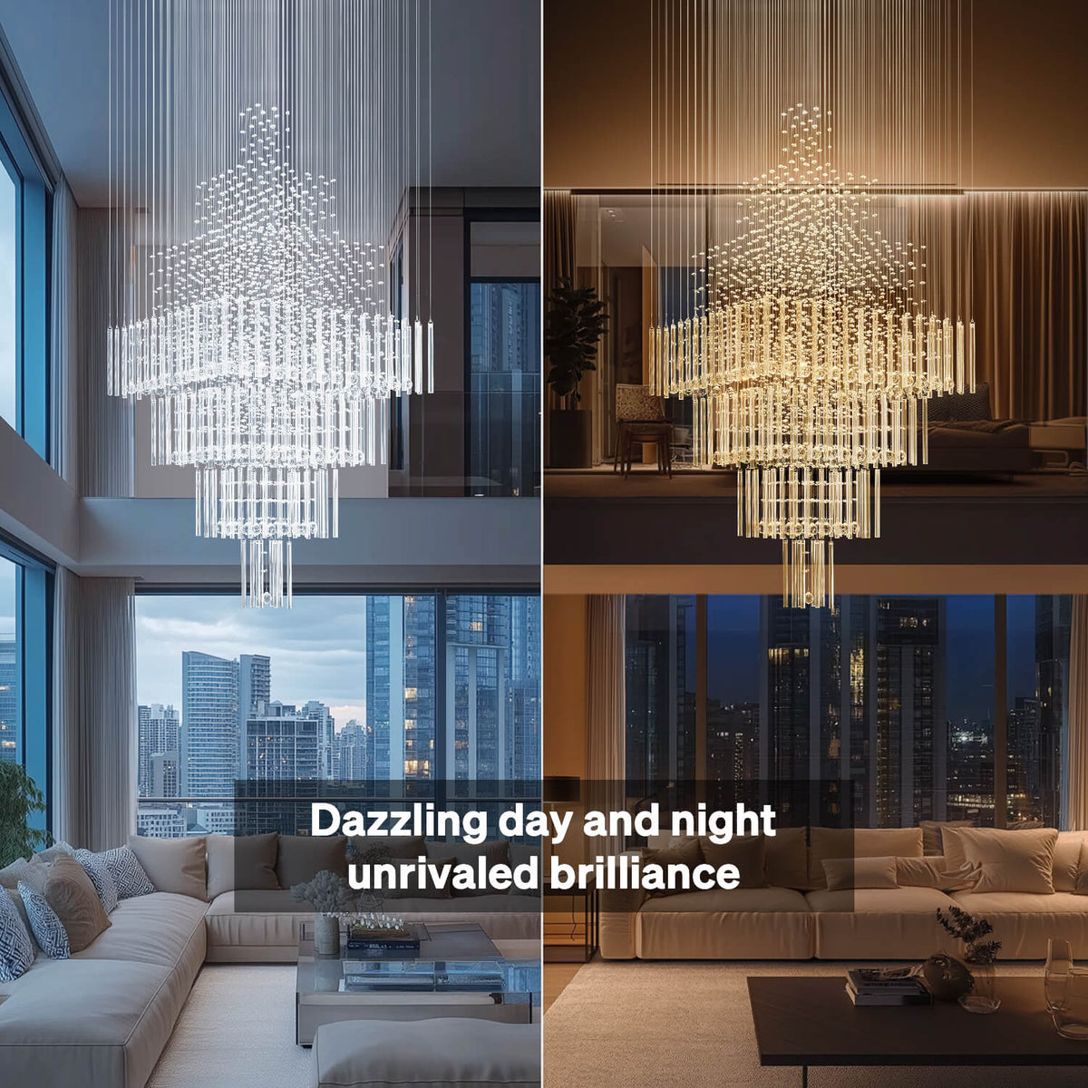 Kristallen kroonluchter waterval hanglamp chroom luxe trap foyer verlichting 3-5 lagen verstelbaar modern | Sulvida