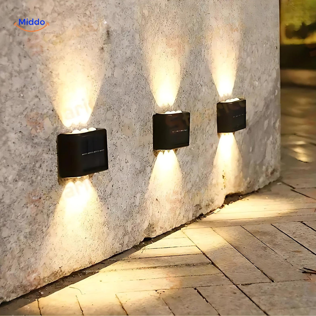 Solar Wandlamp LED Dubbele Kop Waterdicht Buitenverlichting Koel & Warm Wit Tuinlamp Sensor Bewegingsmelder | Sulvida