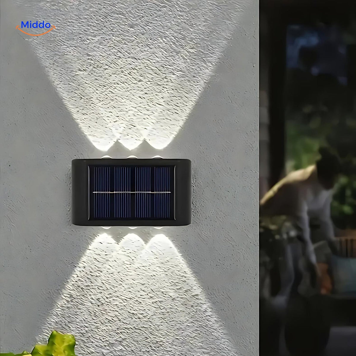 Solar Wandlamp LED Dubbele Kop Waterdicht Buitenverlichting Koel & Warm Wit Tuinlamp Sensor Bewegingsmelder | Sulvida