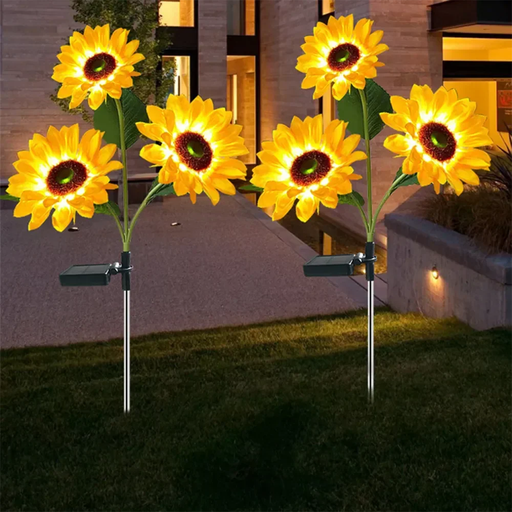 Solar-Sonnenblumenleuchte für den Garten – dekorative Gartenbeleuchtung, Solarleuchten – wasserdicht, 600mAh, LED | Sulvida