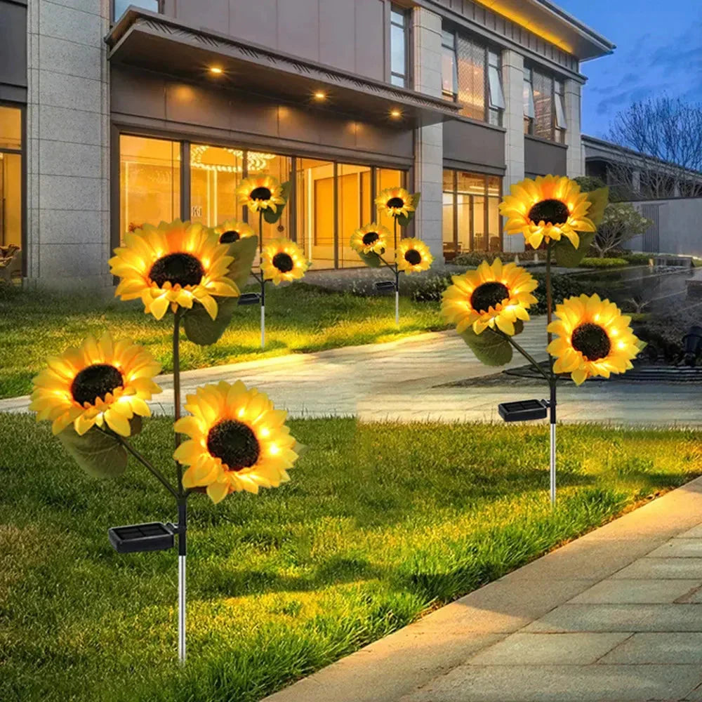 Solar-Sonnenblumenleuchte für den Garten – dekorative Gartenbeleuchtung, Solarleuchten – wasserdicht, 600mAh, LED | Sulvida