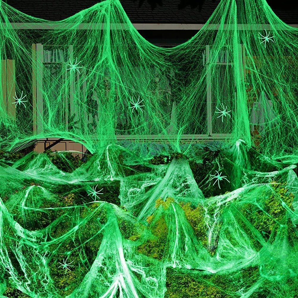 Fosforescerend Spinnenweb Decoratie 13.000 Draden Halloween Feest Decoratie Binnen Buiten Glow in the Dark | Sulvida