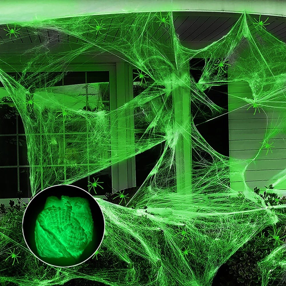 Fosforescerend Spinnenweb Decoratie 13.000 Draden Halloween Feest Decoratie Binnen Buiten Glow in the Dark | Sulvida