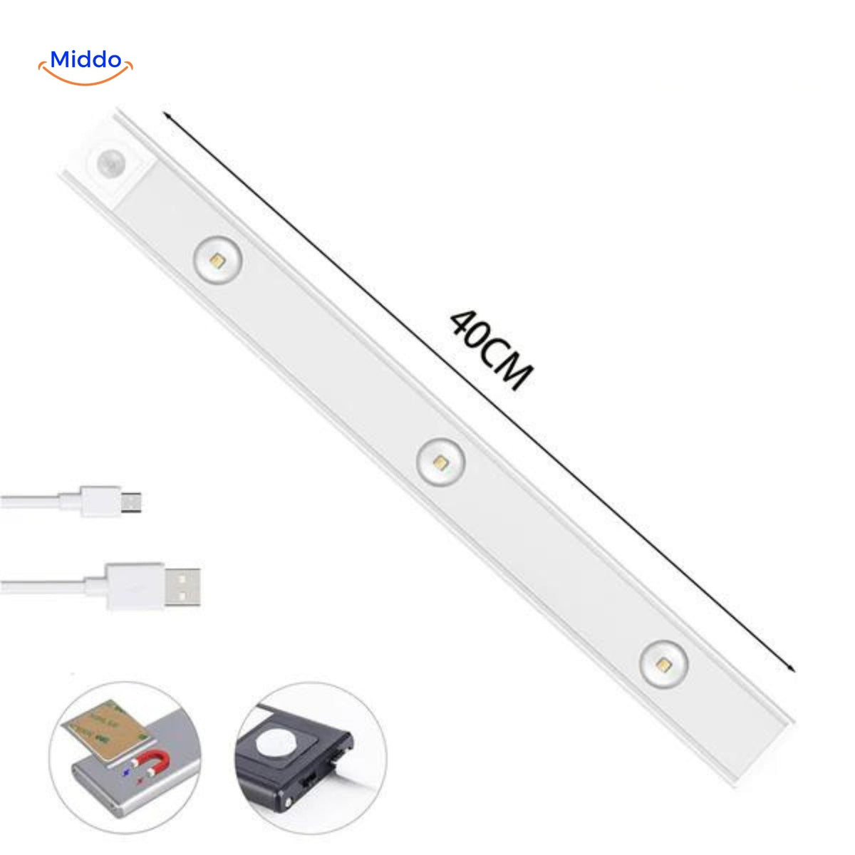 LED-kastverlichting met bewegingssensor 30 40 60 cm USB-oplaadbaar koel en warm wit dimbaar kast lamp | Sulvida