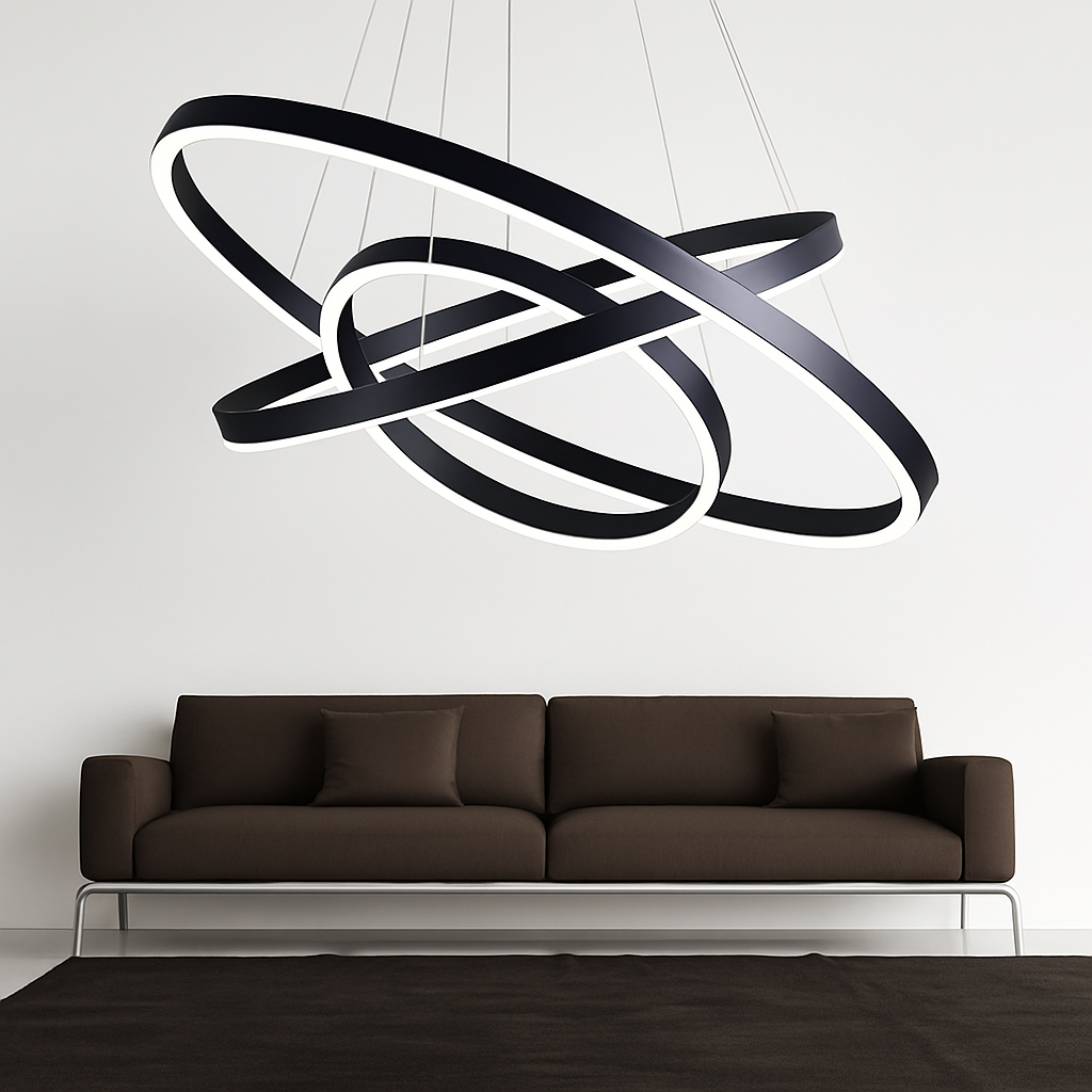 Hanglamp Verweven Ringen Zwart of Wit Modern Sculptuur LED Dimbaar 3 Lichtpunten Woonkamer Eetkamer 15-30m² | Sulvida