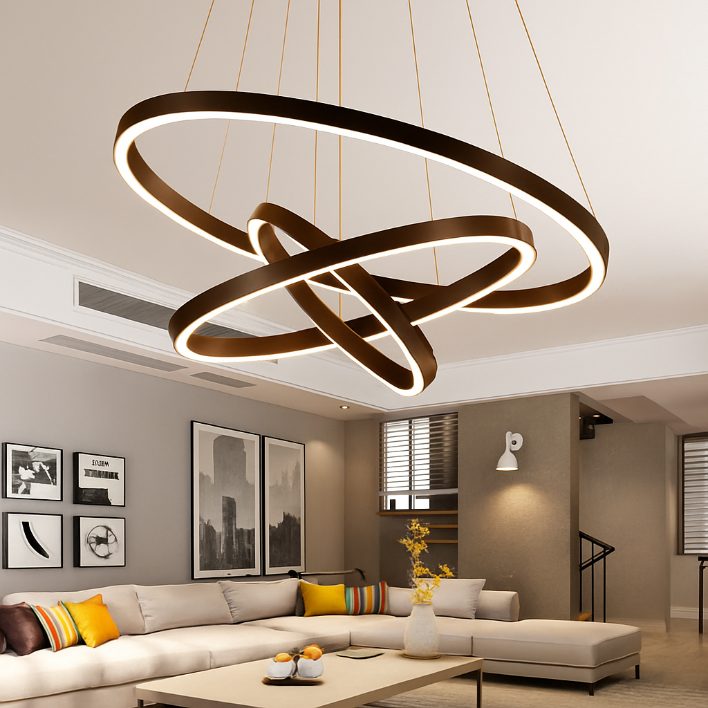 Hanglamp Verweven Ringen Zwart of Wit Modern Sculptuur LED Dimbaar 3 Lichtpunten Woonkamer Eetkamer 15-30m² | Sulvida
