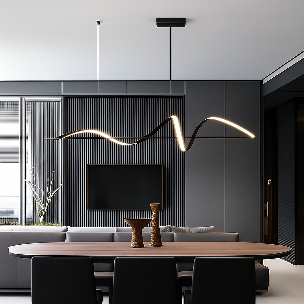 Moderne hanglamp zwart wit goud dimbaar met afstandsbediening voor eetkamer woonkamer plafondlamp design | Sulvida