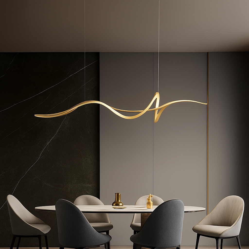 Moderne hanglamp zwart wit goud dimbaar met afstandsbediening voor eetkamer woonkamer plafondlamp design | Sulvida
