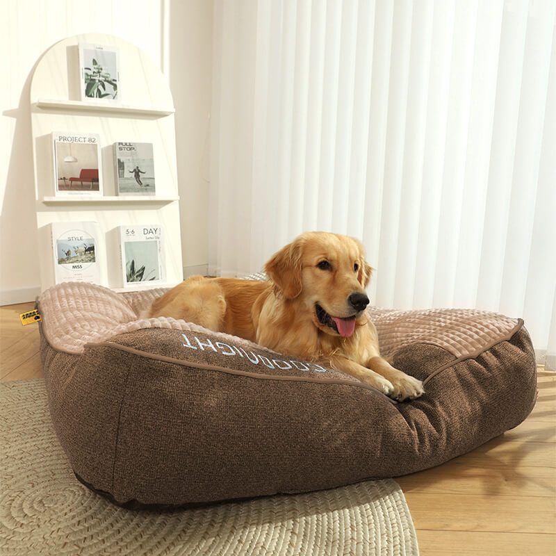 Orthopedisch Hondenbed met Verhoogd Hoofdkussen en Afneembare Hoes – Luxe Ligcomfort voor Honden XL 2XL 3XL in Bruin of Grijs | Sulvida