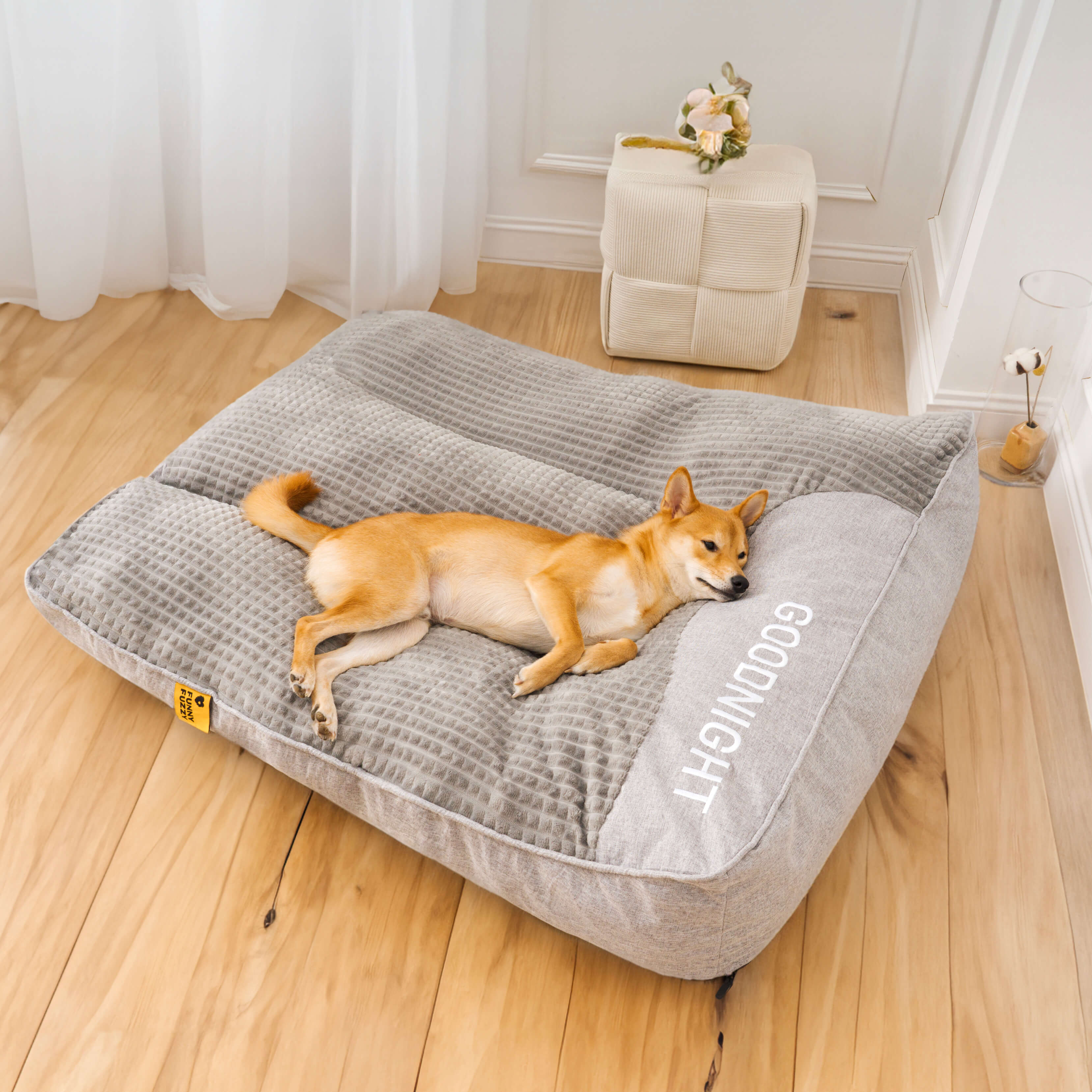 Orthopedisch Hondenmand met Verhoogd Hoofdkussen – Luxe Hondenkussen met Neksteun en Afneembare Velours Hoes voor Kleine tot Grote Honden | Sulvida