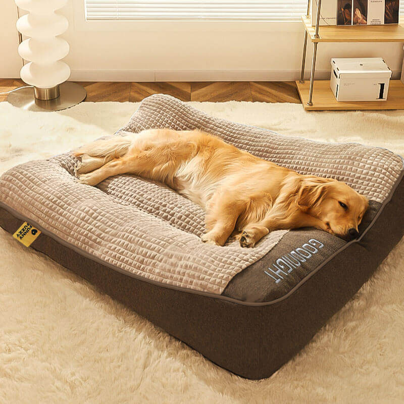 Orthopedisch Hondenmand met Verhoogd Hoofdkussen – Luxe Hondenkussen met Neksteun en Afneembare Velours Hoes voor Kleine tot Grote Honden | Sulvida
