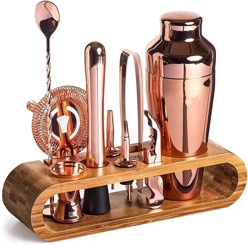 Cocktailshaker set 10-delig roestvrij staal professionele barset met standaard bartender cocktail mixset | Sulvida