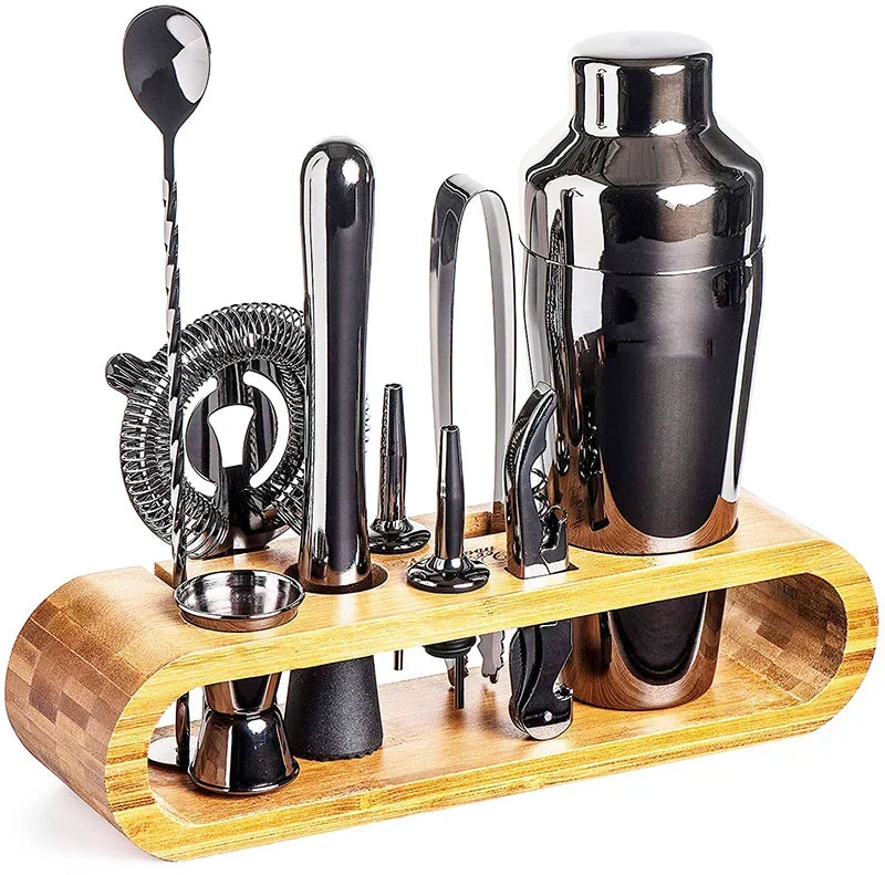 Cocktailshaker set 10-delig roestvrij staal professionele barset met standaard bartender cocktail mixset | Sulvida