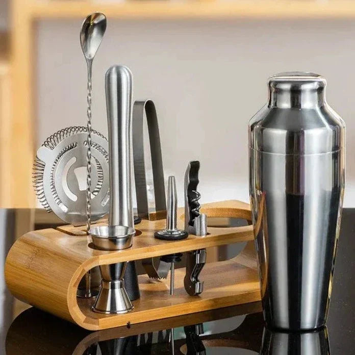 Cocktailshaker set 10-delig roestvrij staal professionele barset met standaard bartender cocktail mixset | Sulvida
