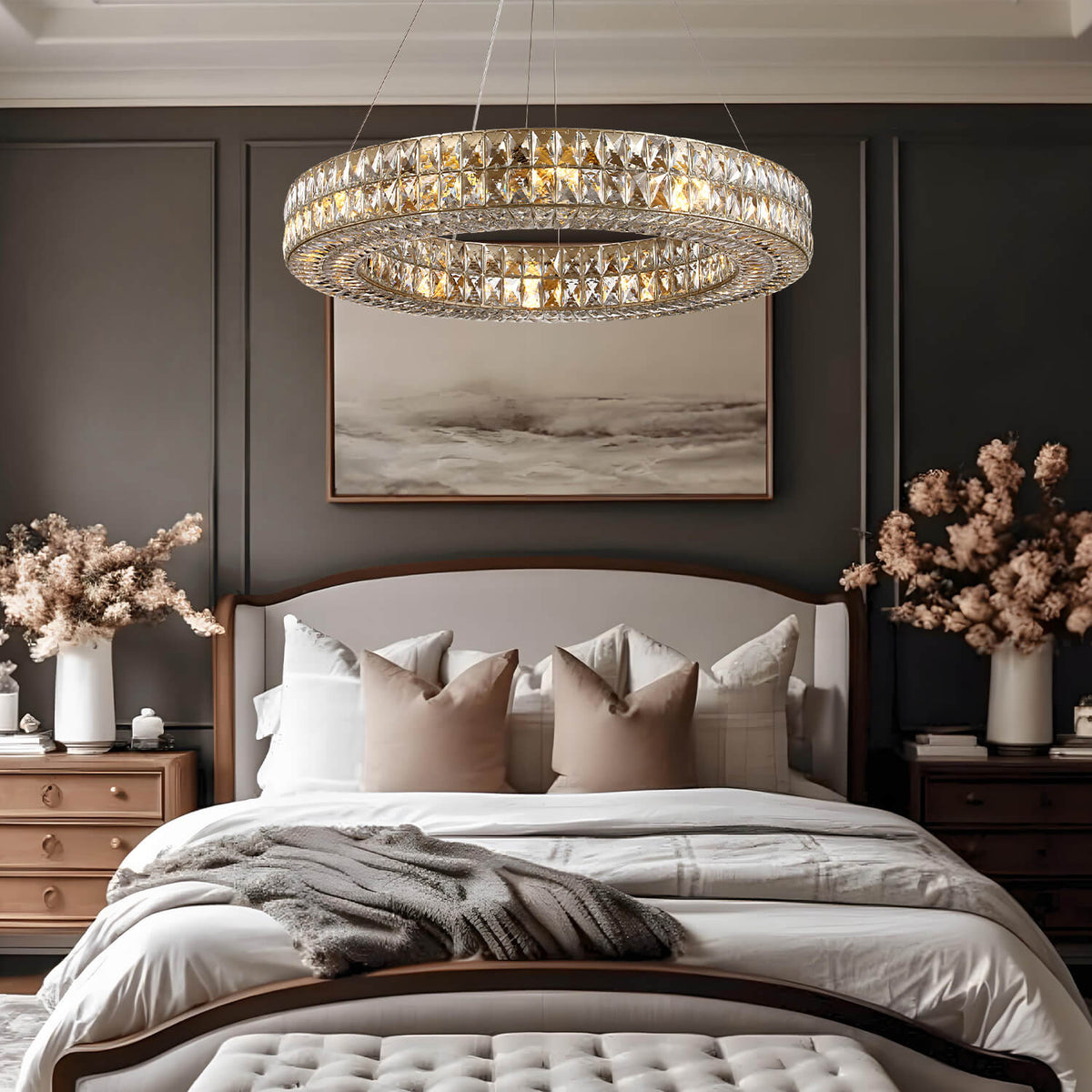 Kristallen Kroonluchter Goud Zilver Ronde Ringen Eetkamer Keukeneiland Verstelbaar Luxe Modern Design LED | Sulvida
