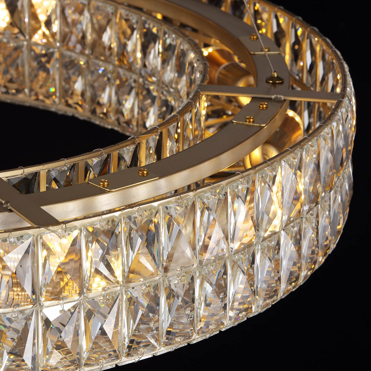 Kristallen Kroonluchter Goud Zilver Ronde Ringen Eetkamer Keukeneiland Verstelbaar Luxe Modern Design LED | Sulvida