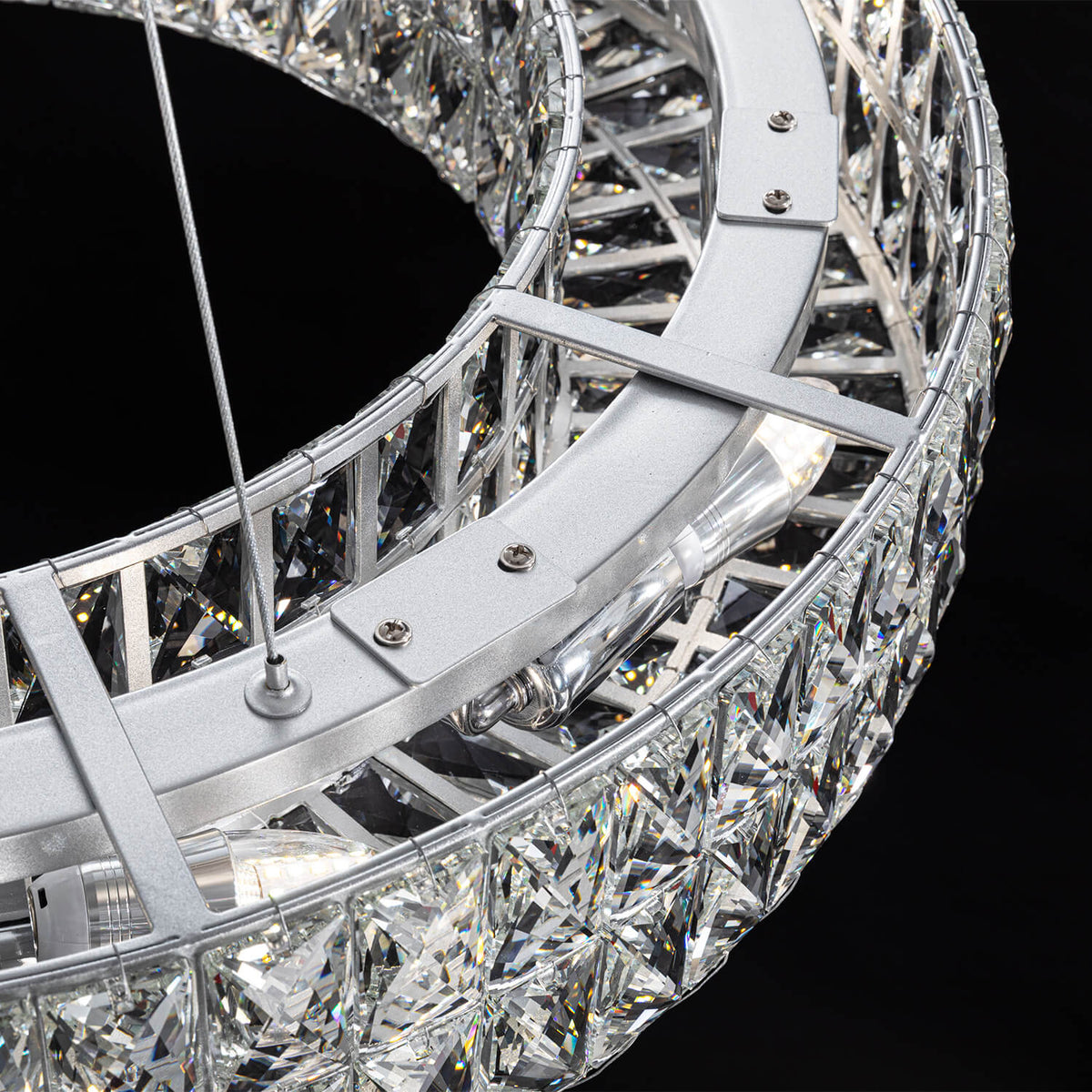 Kristallen Kroonluchter Goud Zilver Ronde Ringen Eetkamer Keukeneiland Verstelbaar Luxe Modern Design LED | Sulvida