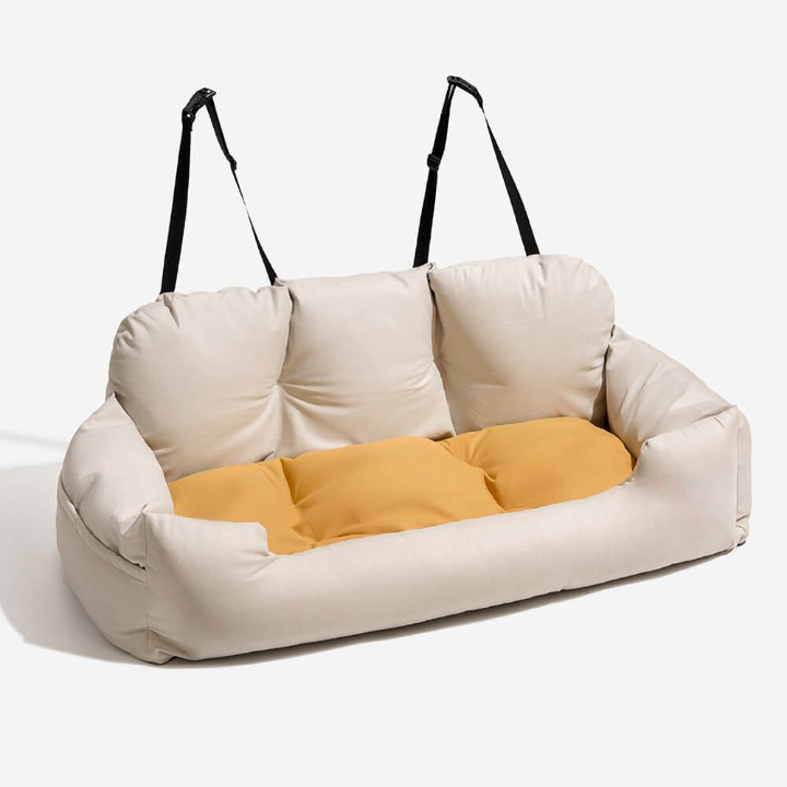 Sac de transport gris pour chien, taille moyenne, avec protection de siège auto et fixation pour harnais, sac de transport sécurisé et couverture de voiture pour chien | Sulvida
