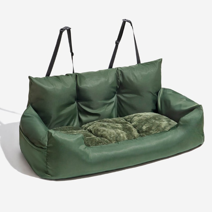 Sac de transport gris pour chien, taille moyenne, avec protection de siège auto et fixation pour harnais, sac de transport sécurisé et couverture de voiture pour chien | Sulvida