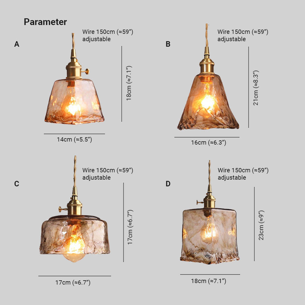 Hanglamp Glas Messing Industrieel Retro Design Woonkamer Eetkamer Slaapkamer Warm Licht LED E27 Vintage Stijl | Sulvida