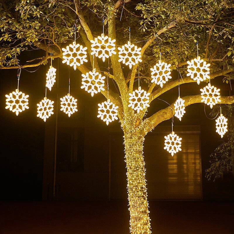 Guirlande de Noël LED suspendue, blanc chaud, pour balcon, jardin et terrasse - éclairage extérieur festif et chaleureux | Sulvida