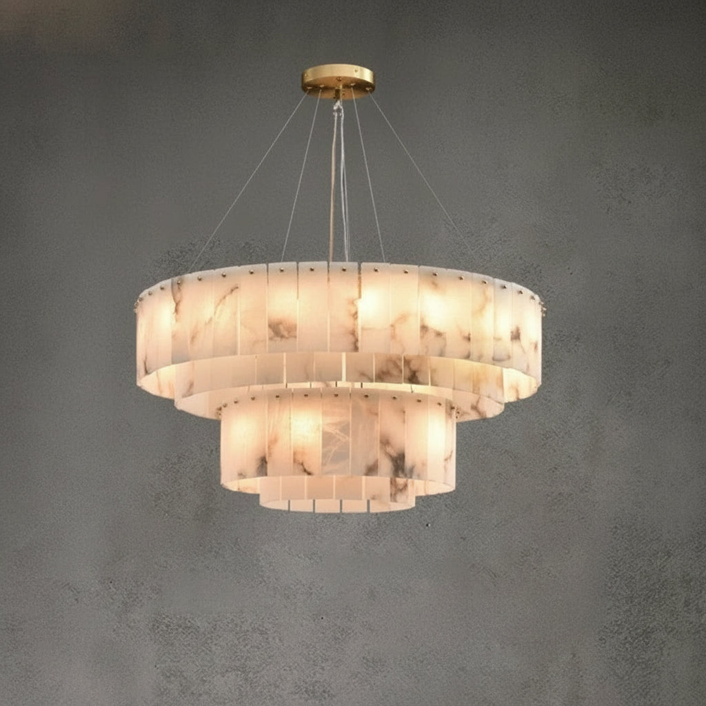 Hanglamp Rond Albast Metaal Dimbaar Eetkamer Woonkamer Plafondverlichting LED Luxe Kroonluchter Design | Sulvida