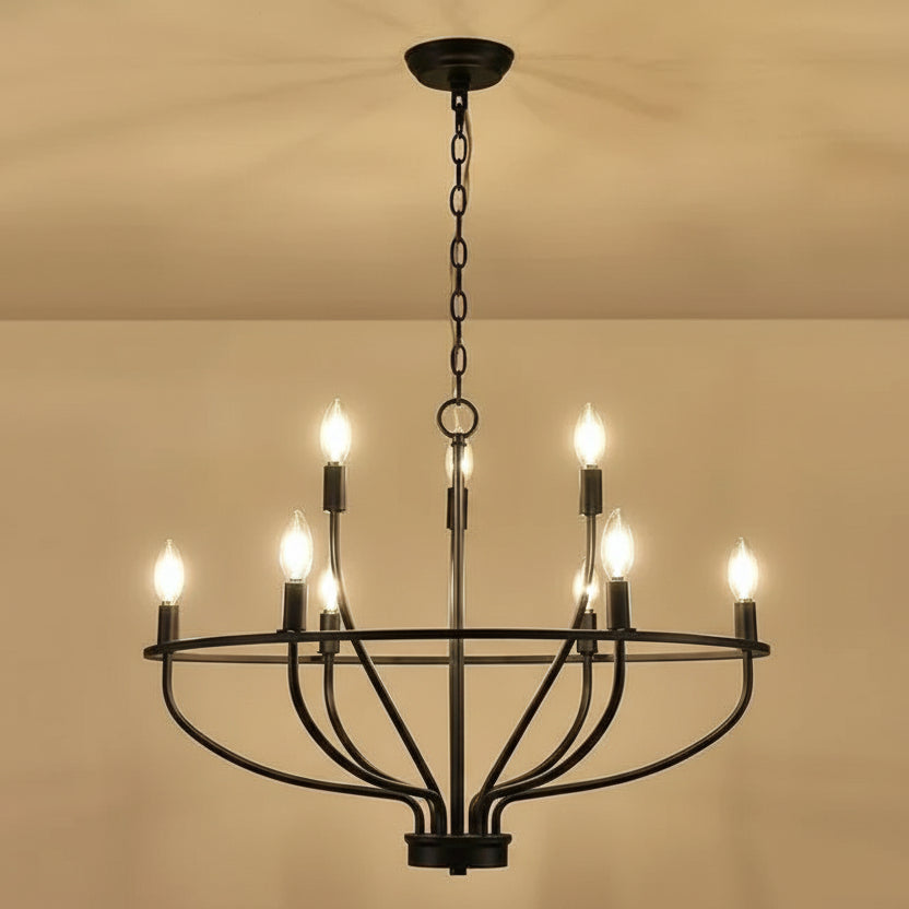 Cirkelvormige Kroonluchter Metaal met LED-verlichting Eetkamer Woonkamer Slaapkamer Foyer Zwart Goud | Sulvida