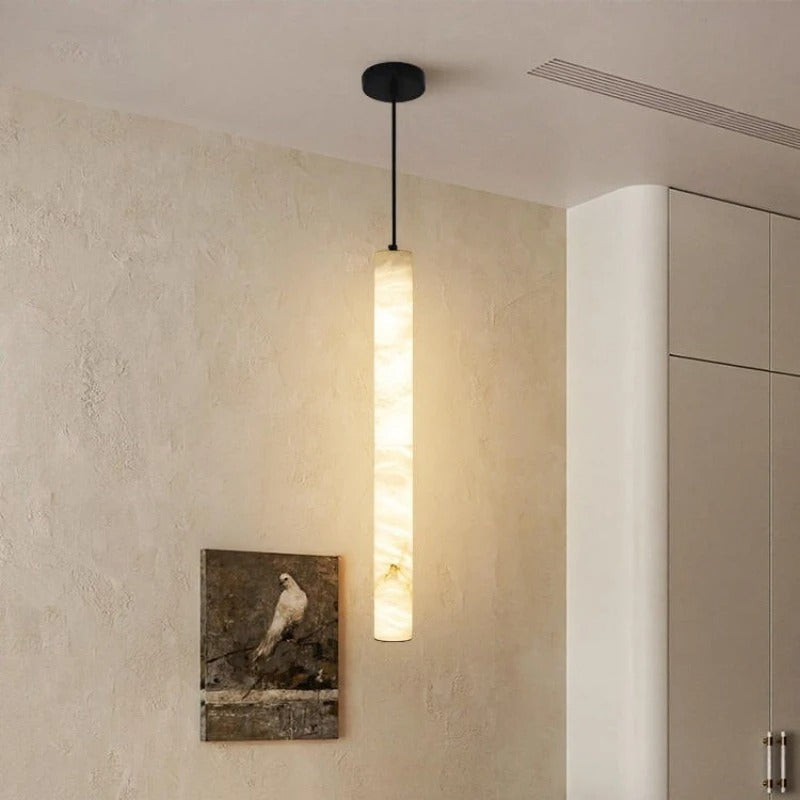 Hanglamp Cilinder Albast Natuursteen LED Warm Licht Keuken Eetkamer Modern Design Verstelbaar Sfeervol | Sulvida