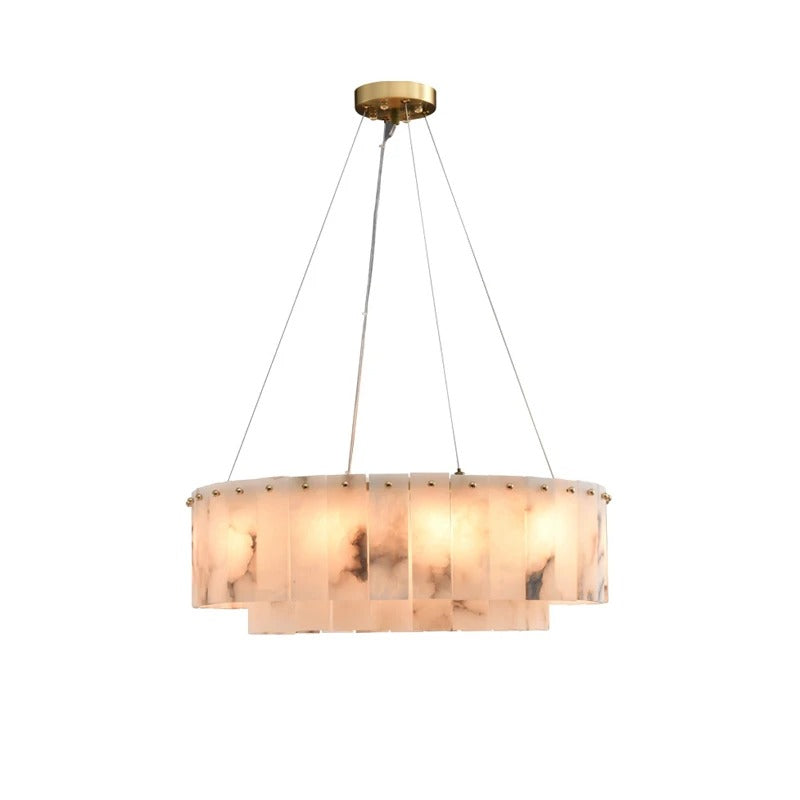 Hanglamp Rond Albast Metaal Dimbaar Eetkamer Woonkamer Plafondverlichting LED Luxe Kroonluchter Design | Sulvida