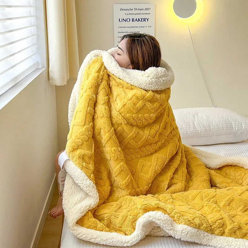 Luxe Dikke Lamswollen Winterdeken 70x100-200x230 cm WarmWool Fleece Plaid Extra Zachte Thermische Deken voor Tweepersoons- en Eenpersoonsbed | Sulvida