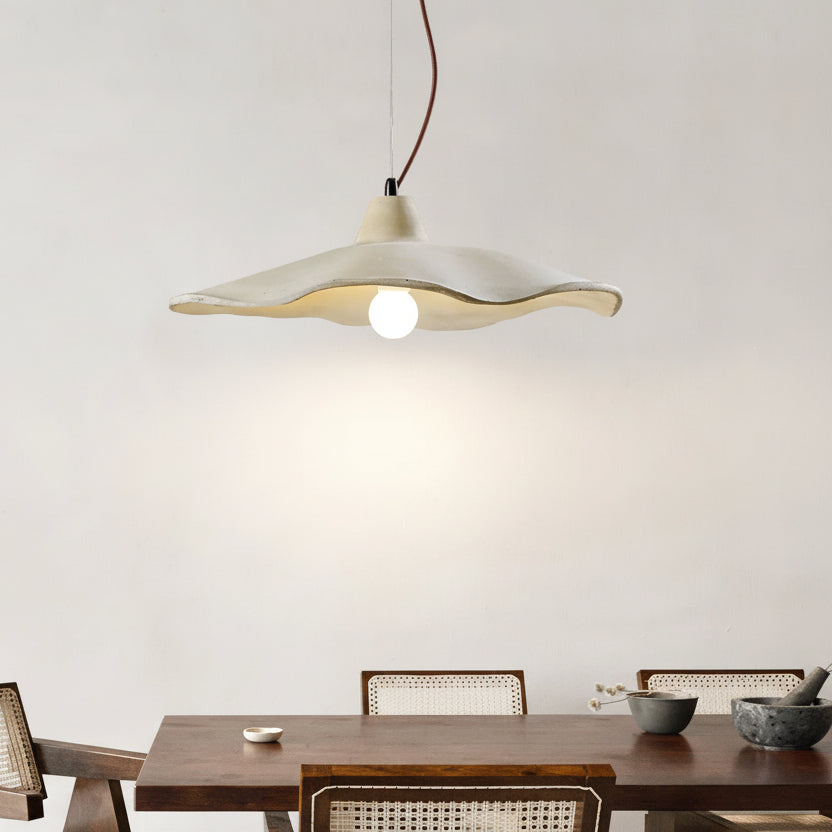 Betonnen Hanglamp met Golvende Rand Keramiek voor Eetkamer Woonkamer Slaapkamer Entree Werkkamer Moderne Verlichting | Sulvida