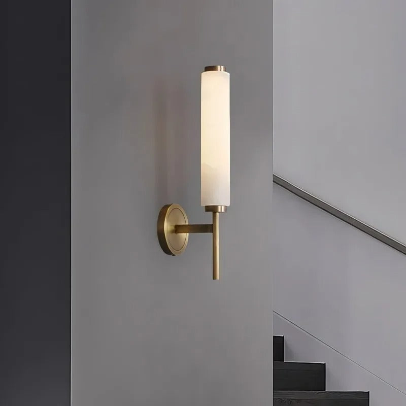 Cilindervormige Wandlamp Natuursteen met Metaal voor Woonkamer Slaapkamer Hal Eettafel Studeerkamer Verlichting | Sulvida