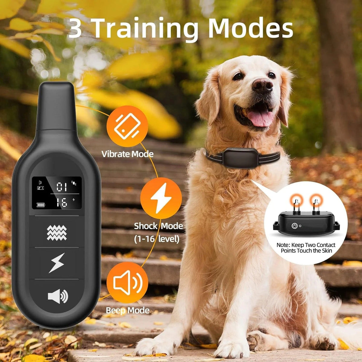 Oplaadbare trainingsband voor honden 1000 meter bereik waterbestendig drietrapsysteem huisdiertraining | Sulvida