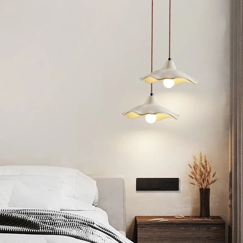 Betonnen Hanglamp met Golvende Rand Keramiek voor Eetkamer Woonkamer Slaapkamer Entree Werkkamer Moderne Verlichting | Sulvida