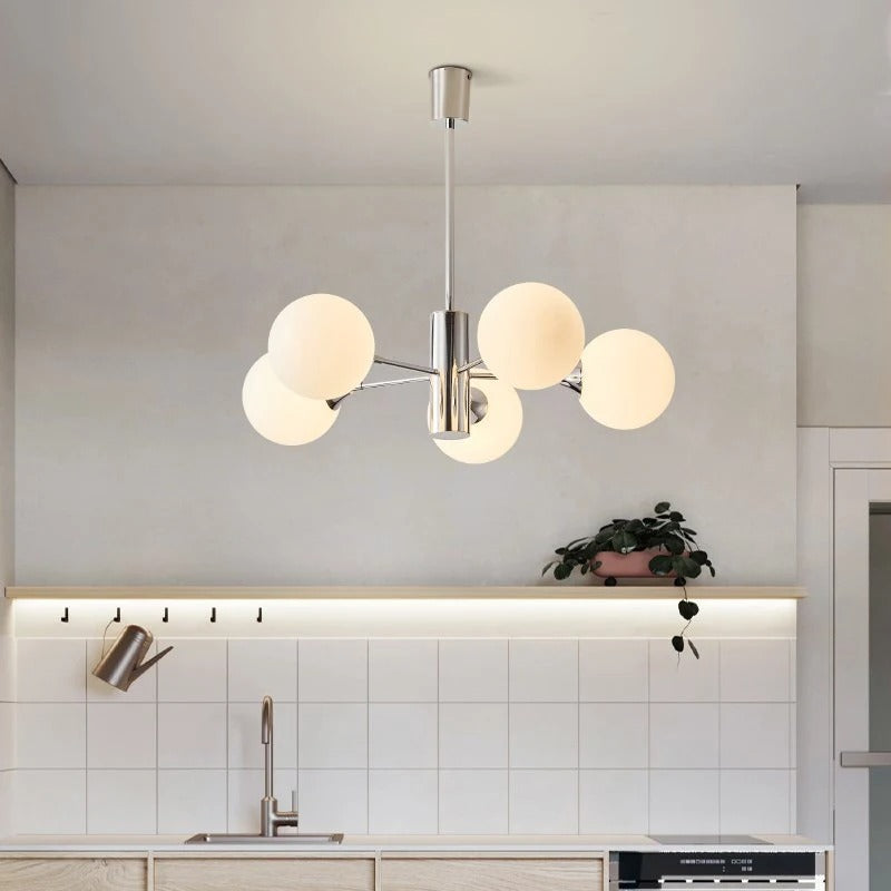 Geometrische Kroonluchter Chroom Mat Glas Eetkamer Woonkamer Entree Bauhaus Design Modern Stijlvol Hanglamp | Sulvida