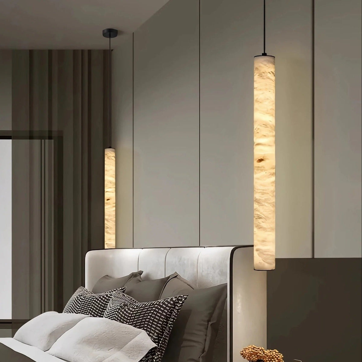 Hanglamp Cilinder Albast Natuursteen LED Warm Licht Keuken Eetkamer Modern Design Verstelbaar Sfeervol | Sulvida