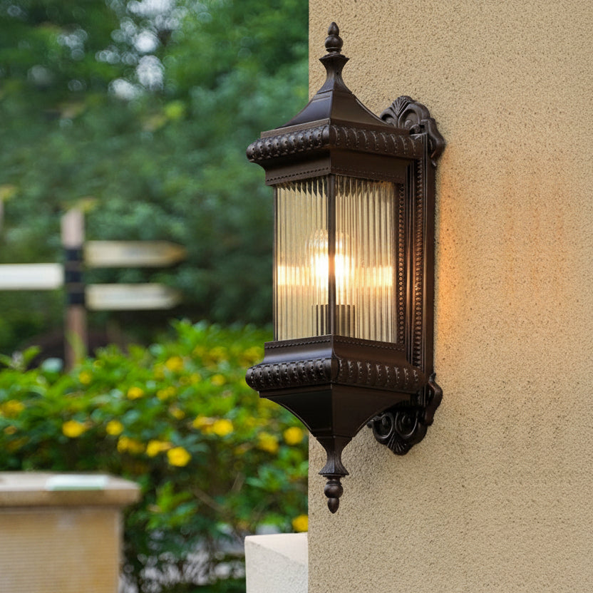 Pagoda Buitenwandlamp Geribbeld Glas LED Verlichting Tuin Balkon Terras IP65 Weersbestendig Outdoor 68-90cm | Sulvida