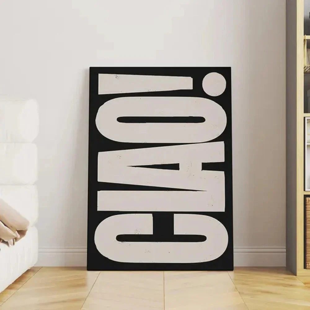 Wanddecoratie Canvas Ciao Met Italiaanse Quote Stijlvol Modern Interieur Decoratieposter Woonkamer Slaapkamer | Sulvida
