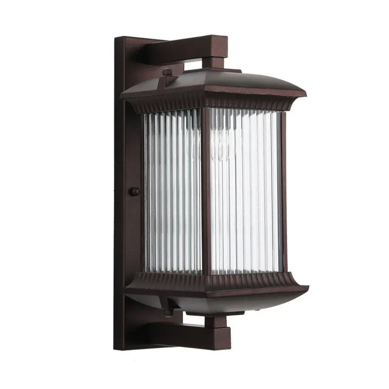 Geribbelde glazen buitenlamp metaal IP65 35 cm hoog voor terras tuin entree wandverlichting buitenmuur | Sulvida