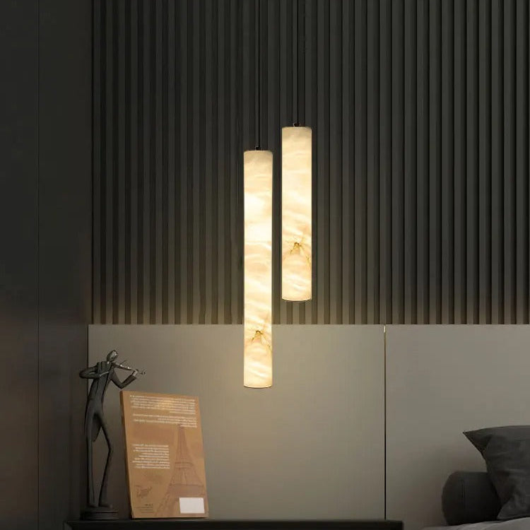 Hanglamp Cilinder Albast Natuursteen LED Warm Licht Keuken Eetkamer Modern Design Verstelbaar Sfeervol | Sulvida