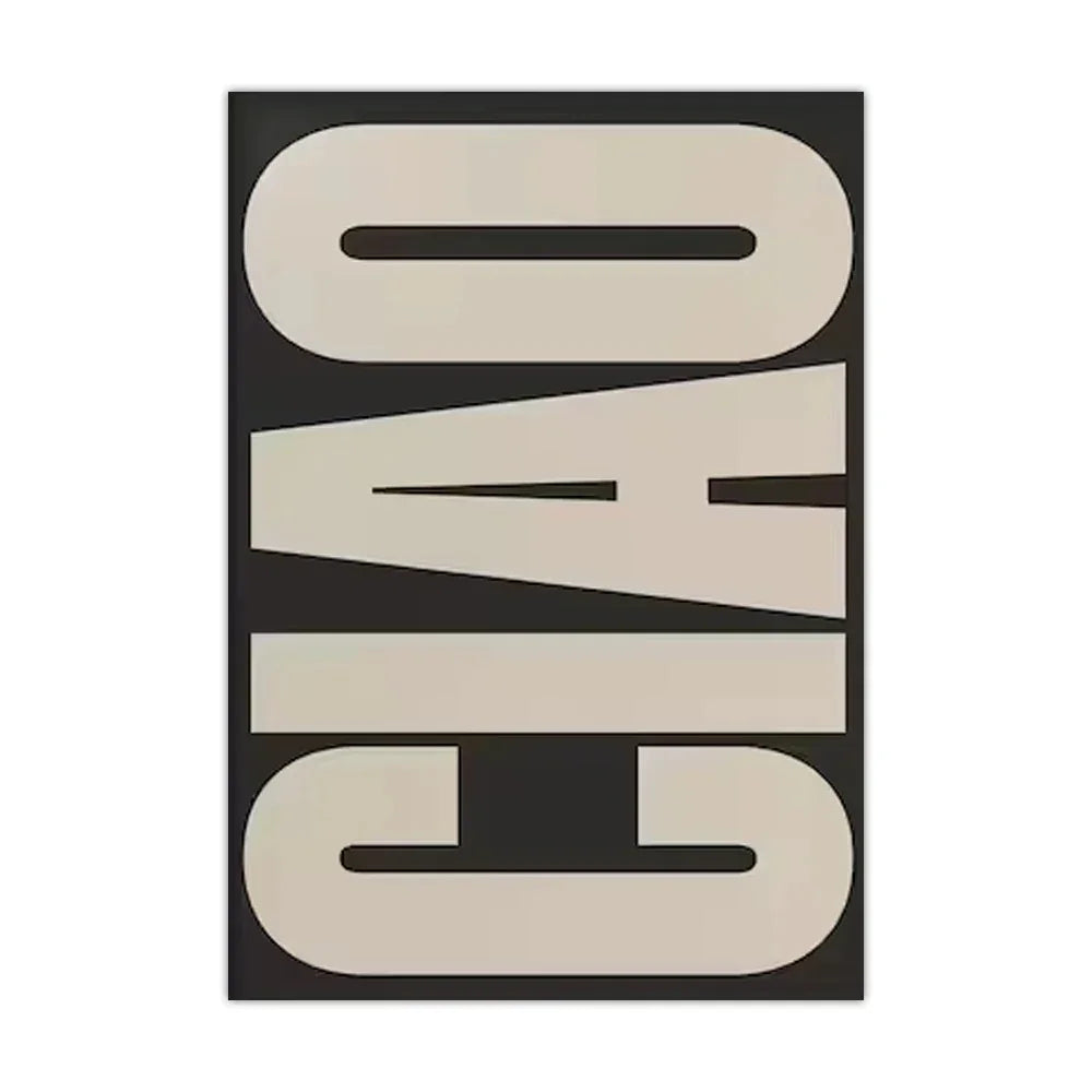 Wanddecoratie Canvas Ciao Met Italiaanse Quote Stijlvol Modern Interieur Decoratieposter Woonkamer Slaapkamer | Sulvida