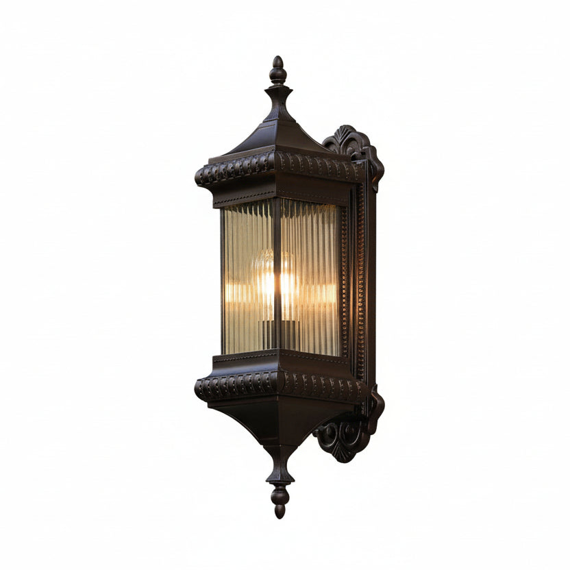 Pagoda Buitenwandlamp Geribbeld Glas LED Verlichting Tuin Balkon Terras IP65 Weersbestendig Outdoor 68-90cm | Sulvida