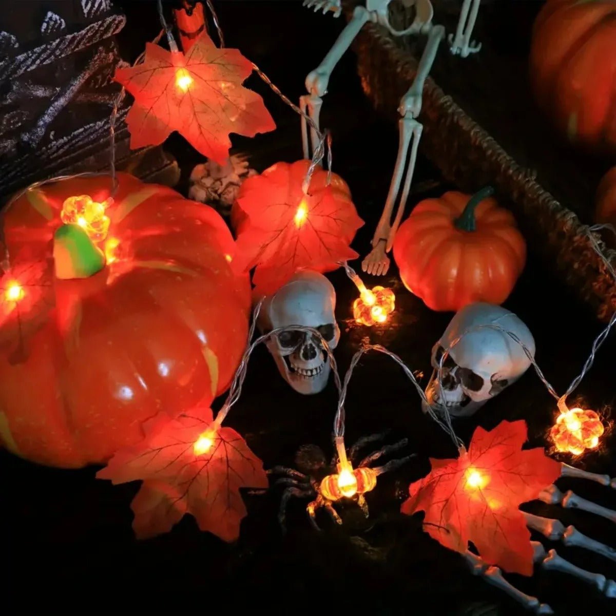 LED-Lichtsnoer Herfstbladeren & Pompoenen 3m – Warmwit Sfeerverlichting Decoratie voor Binnen & Buiten | Sulvida