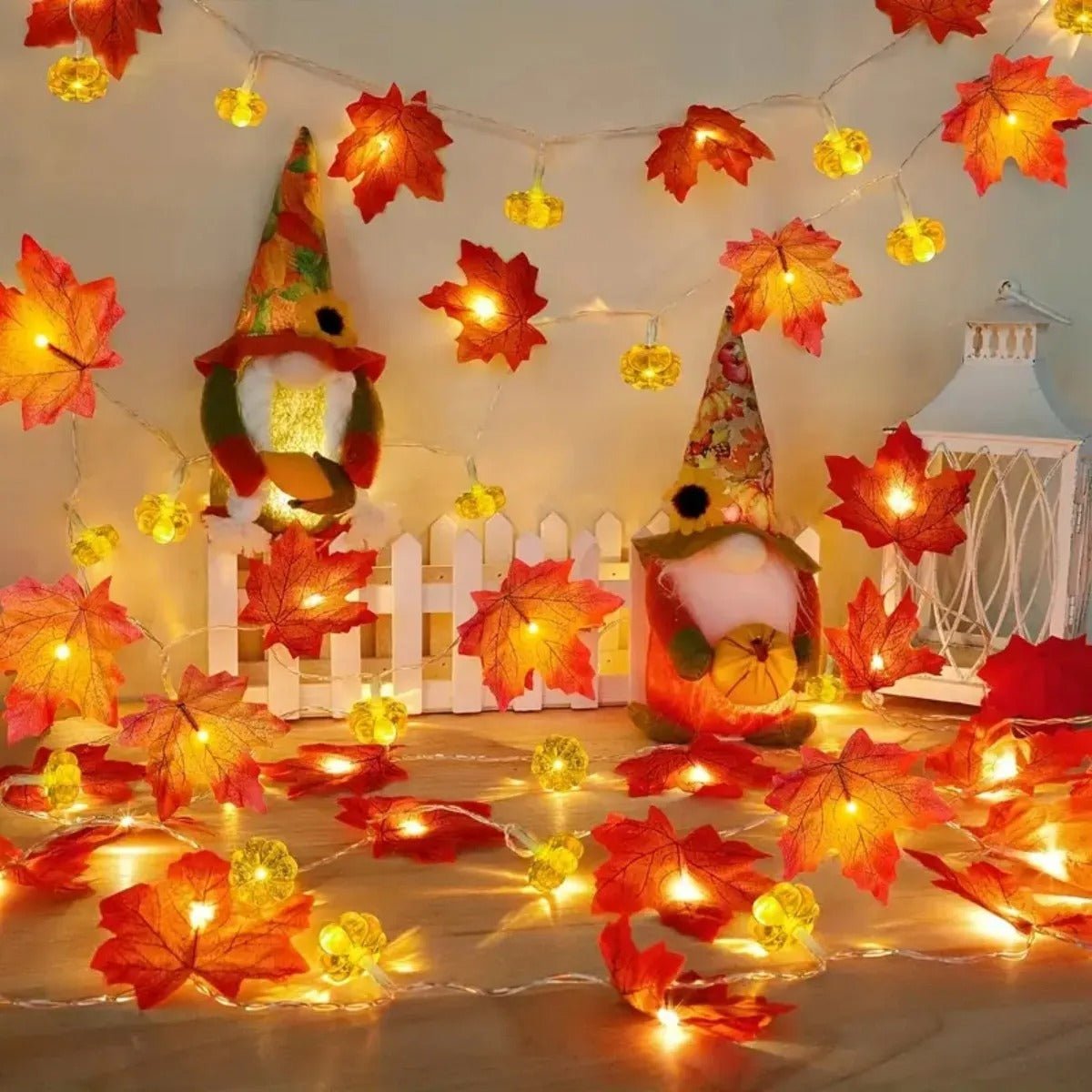 LED-Lichtsnoer Herfstbladeren & Pompoenen 3m – Warmwit Sfeerverlichting Decoratie voor Binnen & Buiten | Sulvida