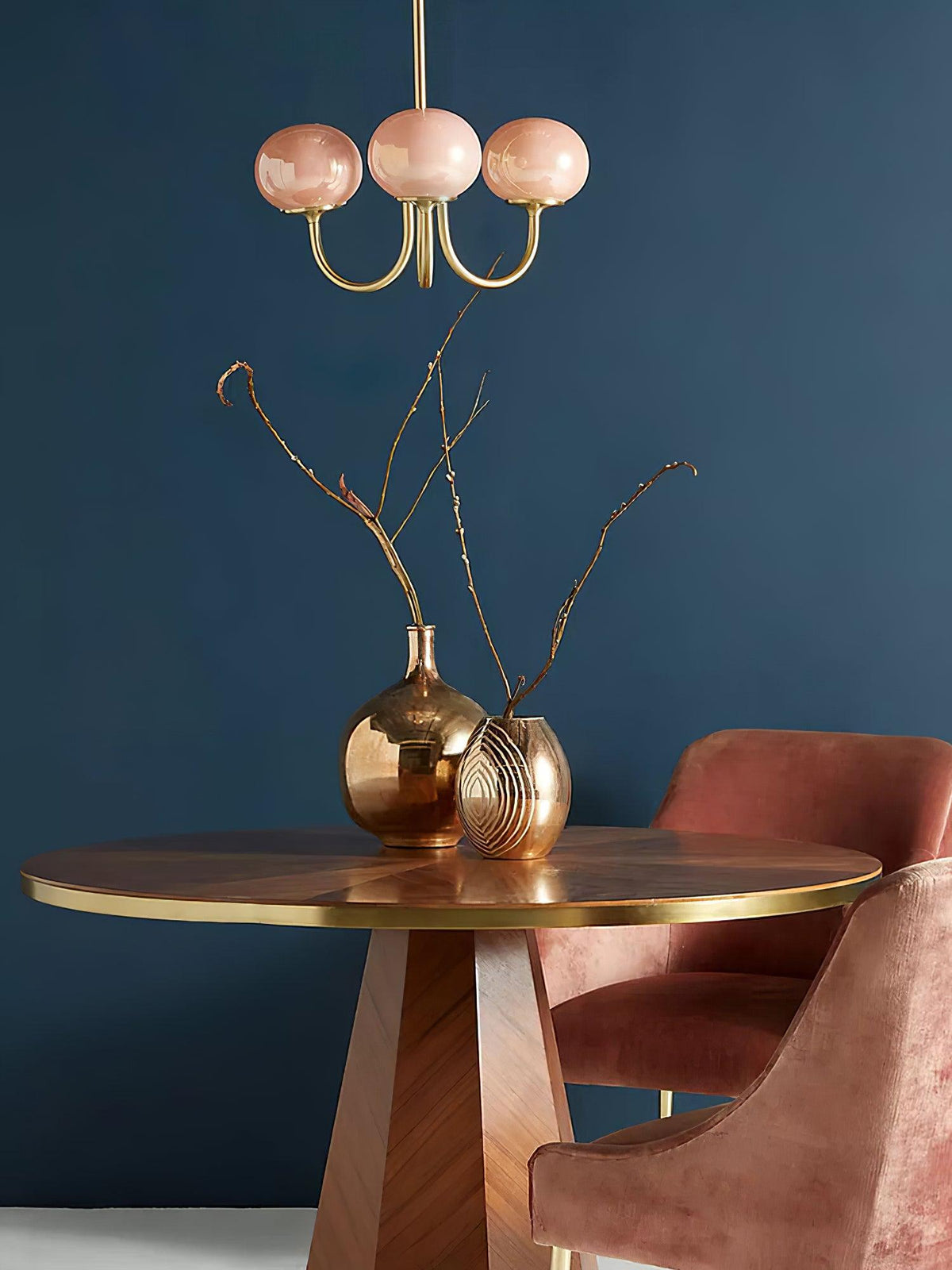 Glazen kroonluchter met metalen armatuur ø46cm & ø67cm 3 of 5 lichtpunten roze wit crème koper chroom | Sulvida
