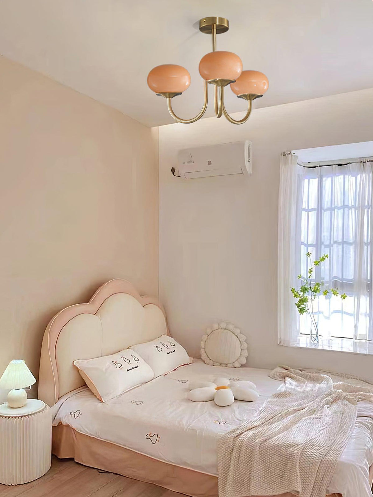 Glazen kroonluchter met metalen armatuur ø46cm & ø67cm 3 of 5 lichtpunten roze wit crème koper chroom | Sulvida