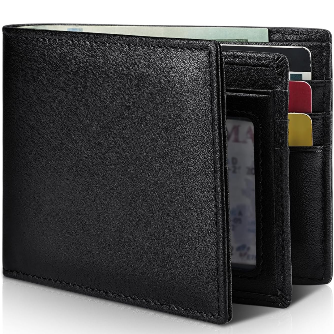 Portemonnee Leer RFID Blokkering Heren Bifold Bruin Zwart Donkerbruin Pasjeshouder ID-Venster Compact | Sulvida