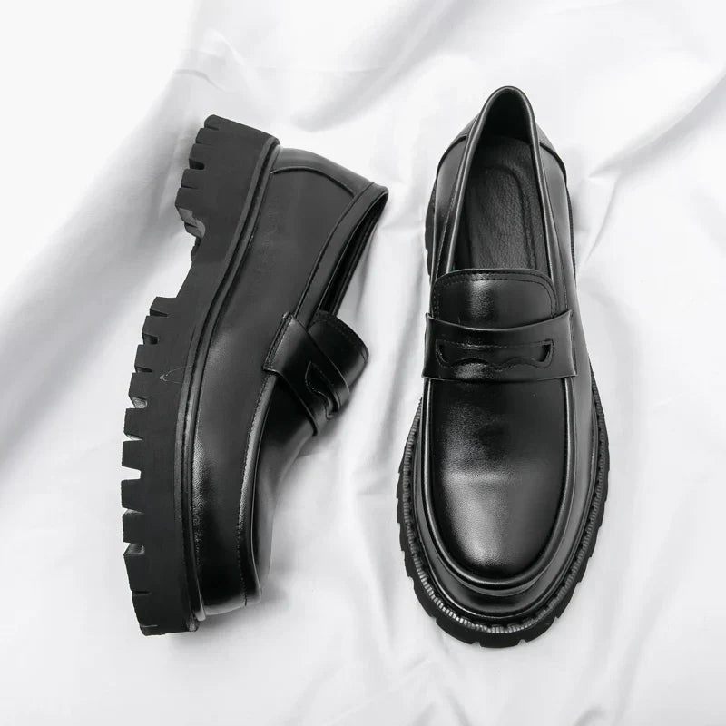 Herenschoenen instapmodel dikke zool zwart - moderne loafer zakelijk casual comfort slip-on stijlvol | Sulvida