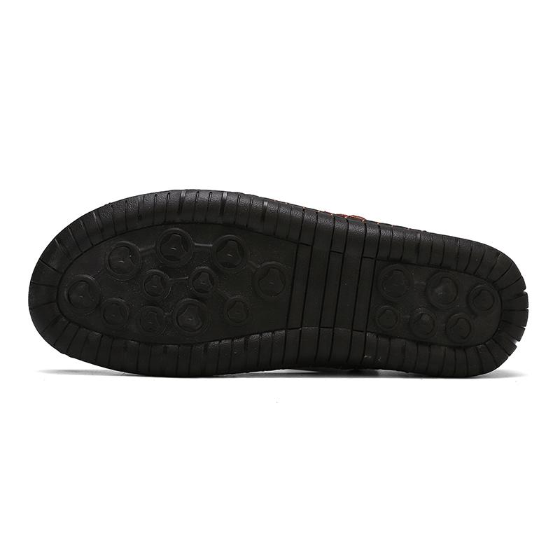 Heren Sandalen Ademend Leer Handgemaakt Comfort Zomer Klassiek Ronde Neus Loopzool Outdoor Casual Stijl | Sulvida